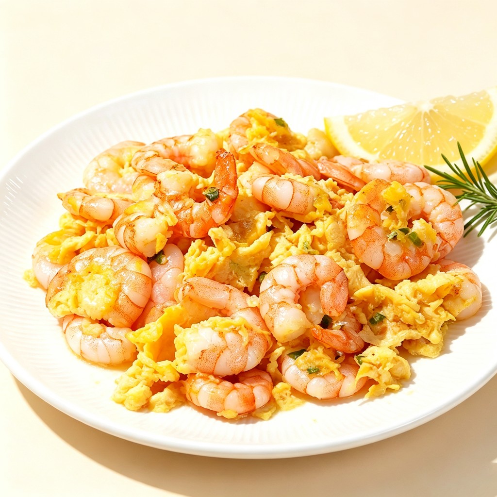 Stir-fried shrimp with scrambled egg